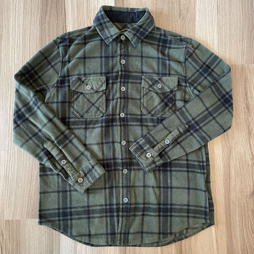 Freedom Foundry Mens M Grizzly Flex Fleece Shirt Green Flannel Cabin Grunge PNW